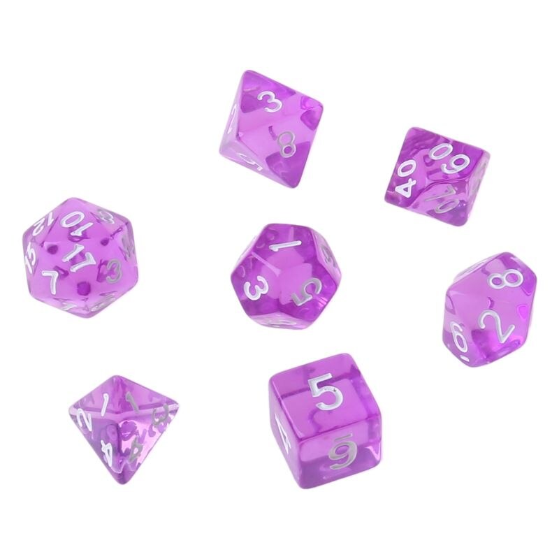 Juego de mesa MTG RPG DND Poly Dice, juego de 7 caras D4 D6 D8 D10 D12 D20, novedad, 1 Juego: Morado