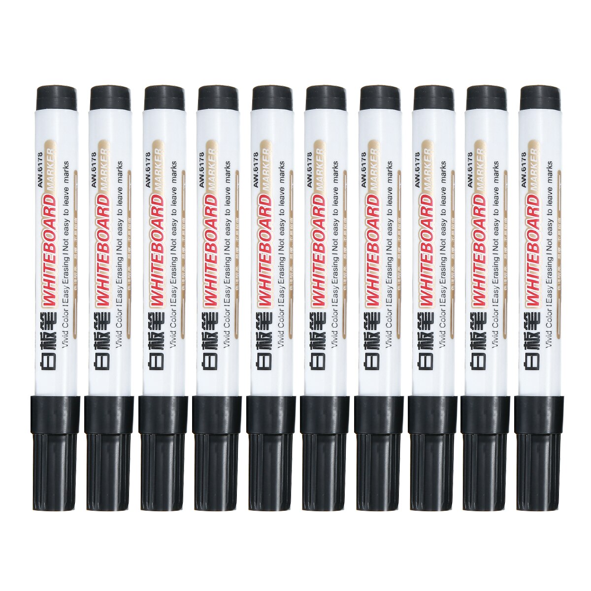 10pcs Erasable White Board MarkerS Drywipe Pens Black Dry Wipe Premium Marker Pens Office School Writing Supply