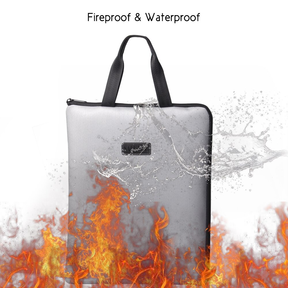Office Document Bag Holder Fireproof Pouch Portable Fire & Water Resistant File Folder with Zipper Safe Storage for Valuables
