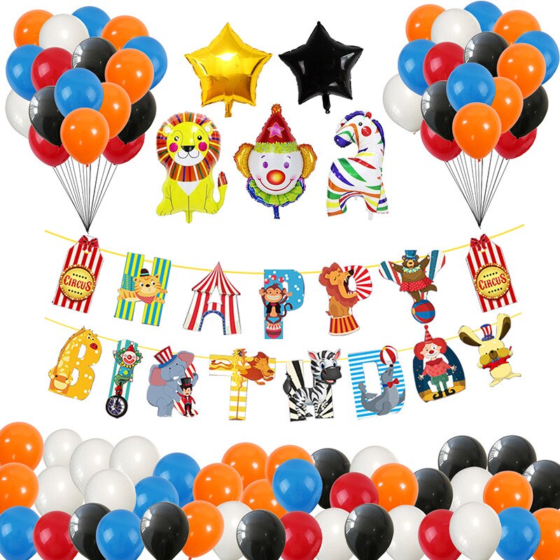 Circus Theme Animals Party Supplies Disposable Tableware Set Paper Cups Plates Kids Birthday Baby Shower Party Decorations: 1set