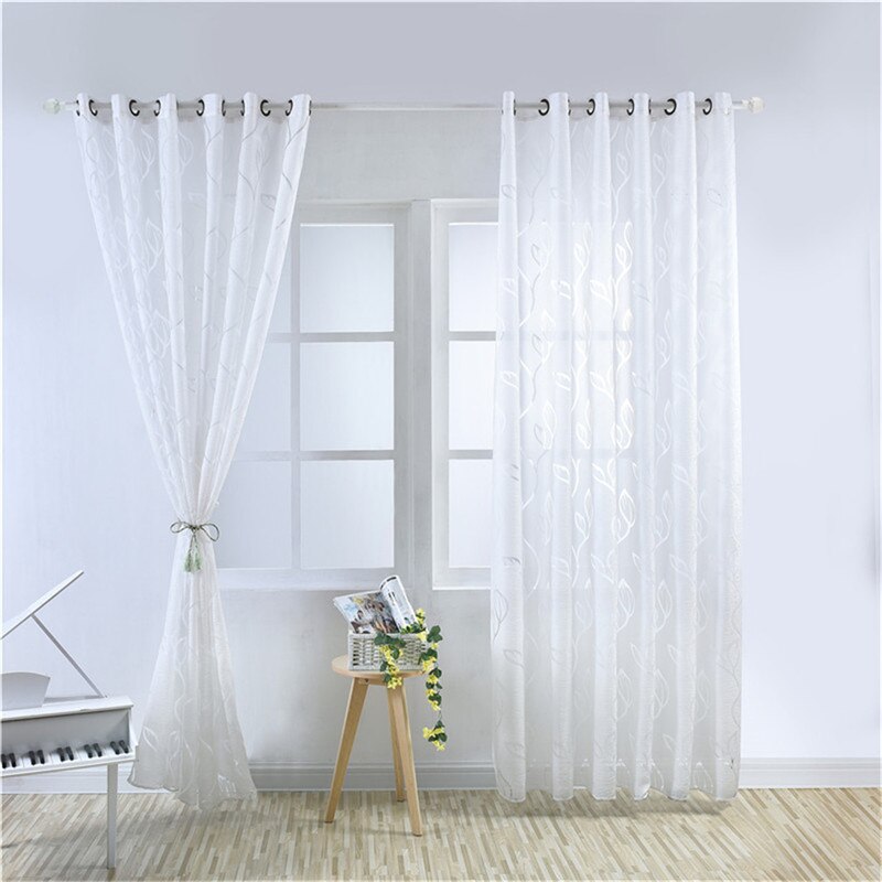 Polyester schermen geperforeerde snijbloemen bladeren bubbelschermen familie slaapkamer woonkamer decoratie gordijnen huisdecoratie: Wit