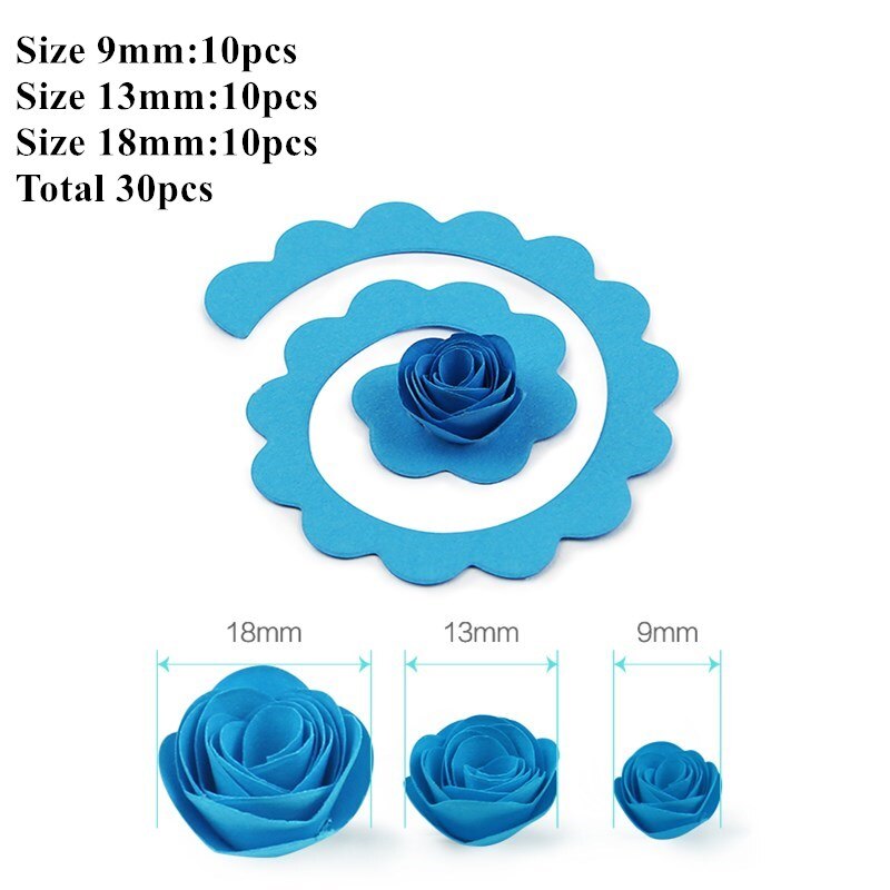 30pcs Multi Size Rose Flower Quilling strisce di carta Craft Make Paper Flowers Kit per Scrapbooking Quilling Paper Set: Blue