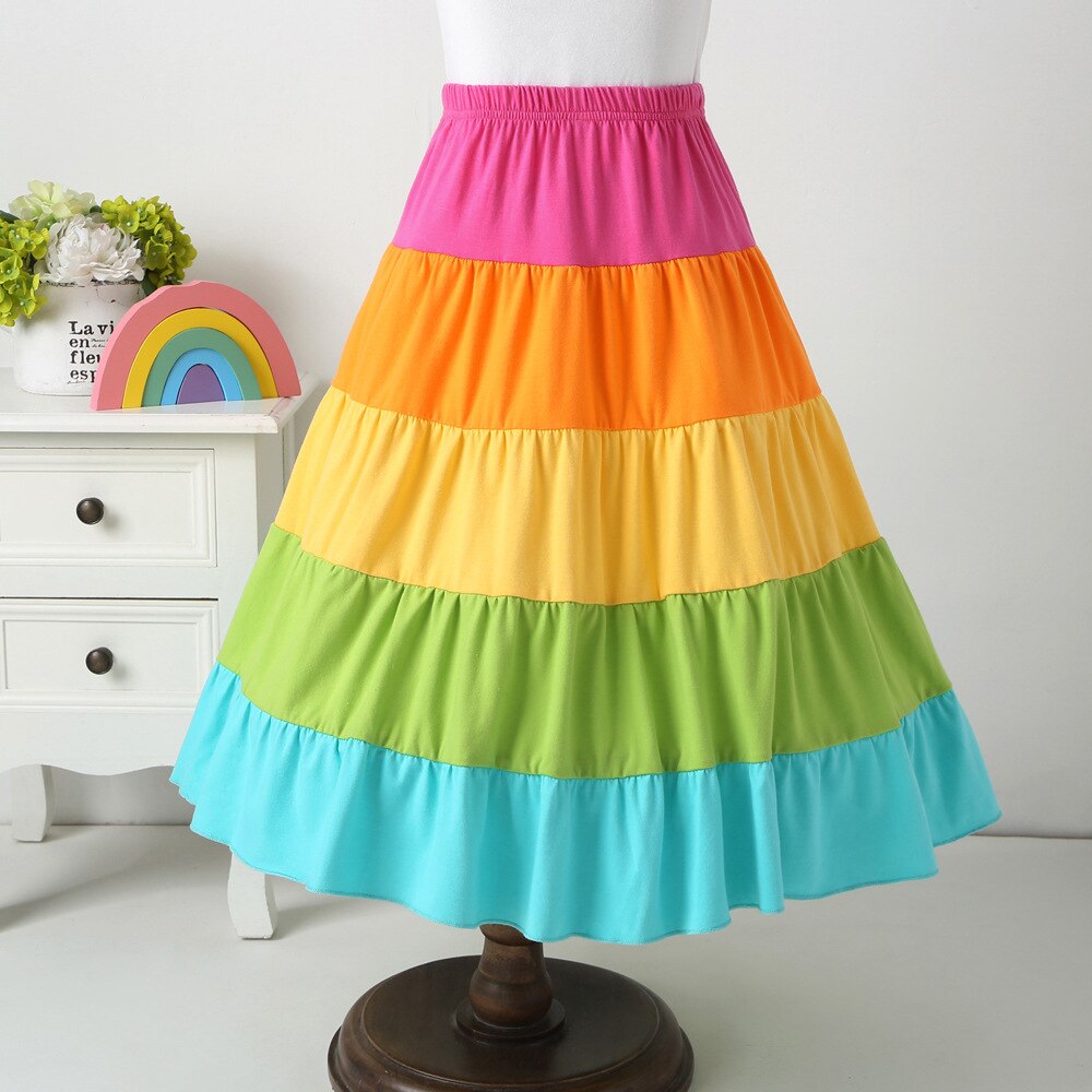 Zoete Ins Baby Meisjes Candy Kleur Ruches Twirly Maxi Rokken Multi Kleur Leuke Kinderen Lente Zomer Herfst Kleren