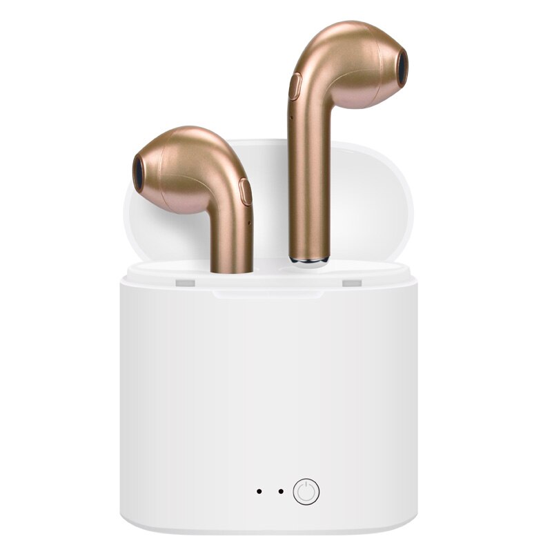 I7 i7s tws Auricolare Bluetooth Auricolari Auricolare senza fili del trasduttore auricolare Con Il Mic con cavo Per Apple Samsung Huawei xiaomi LG telefoni: Gold With box