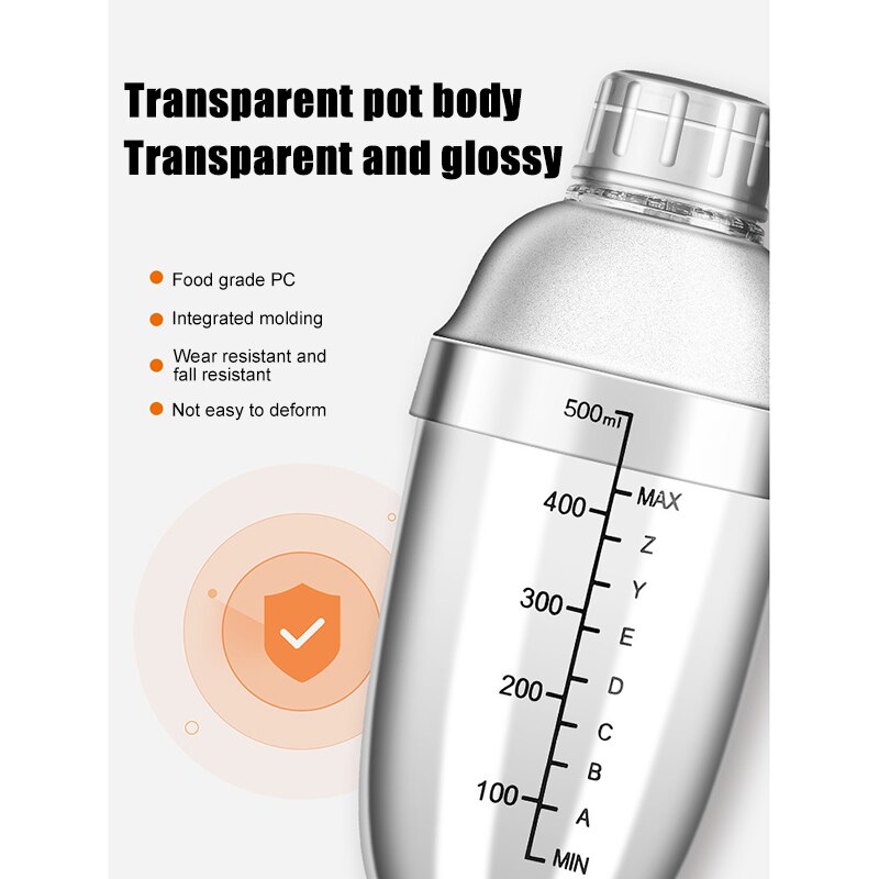 Acrylic Tea Shaker Cocktail Juice Shaker Bottle Bar Supplies