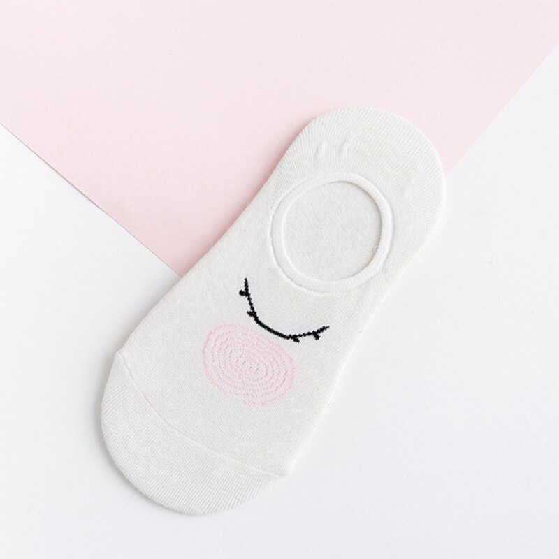 Karikatur Katze Fuchs Socken Nette Ebene Druck Frauen Socken Sommer Lustige Kurze Socken Damen Baumwolle Socke Mädchen PD0161: 4