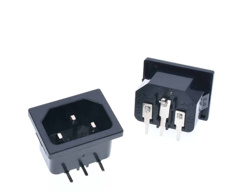 Ce-certificering Iec 60320 C14 Mannelijke Plug Haakse 3 Pins Pcb Panel Power Inlet Socket Connector Ac 250V 10A *