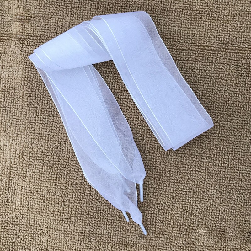 1 Paar 110Cm Mode Shoestrings Vrouwen Schoenveters Platte Zijde Satijn Lint Veters Sneakers Sport Schoenen Kant Boog: WHITE