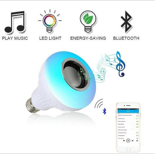 E27 Smart RGB RGBW Draadloze Bluetooth Speaker Lamp 220 V 12 W LED Lamp Licht Muziekspeler Dimbare Audio 24 toetsen Afstandsbediening