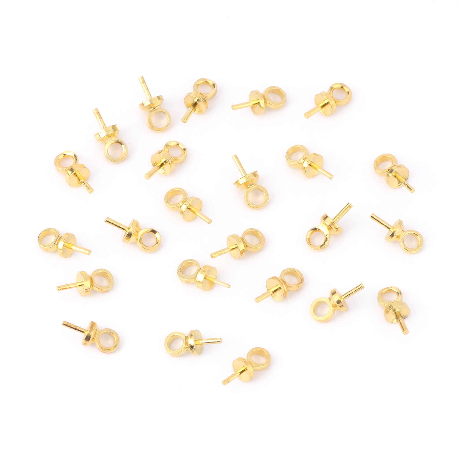 100/200pcs 6*3mm Copper Eye Pin Bail Pearl Charm Connector Bail For Pendants Supplies Diy Jewelry Findings Making Accessories: Gold / 6x3mm 100pcs