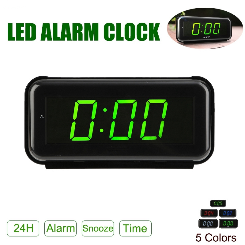 LED Digital Dispaly Modern Clocks Snooze Alarm Clock Timer 24 Hour Desk Table Desktop Office Clock