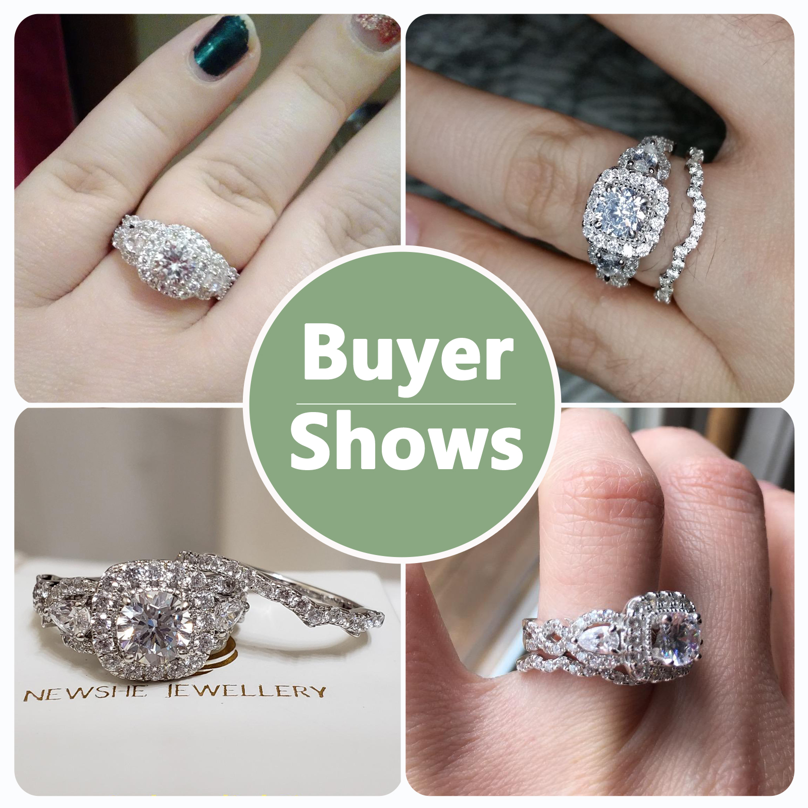 Newshe 2 sztuk pierścionek zaręczynowy ślub zestaw pierścieni dla kobiet 925 Sterling Silver 2.4Ct okrągły gruszka biały Cz rozmiar 4-13