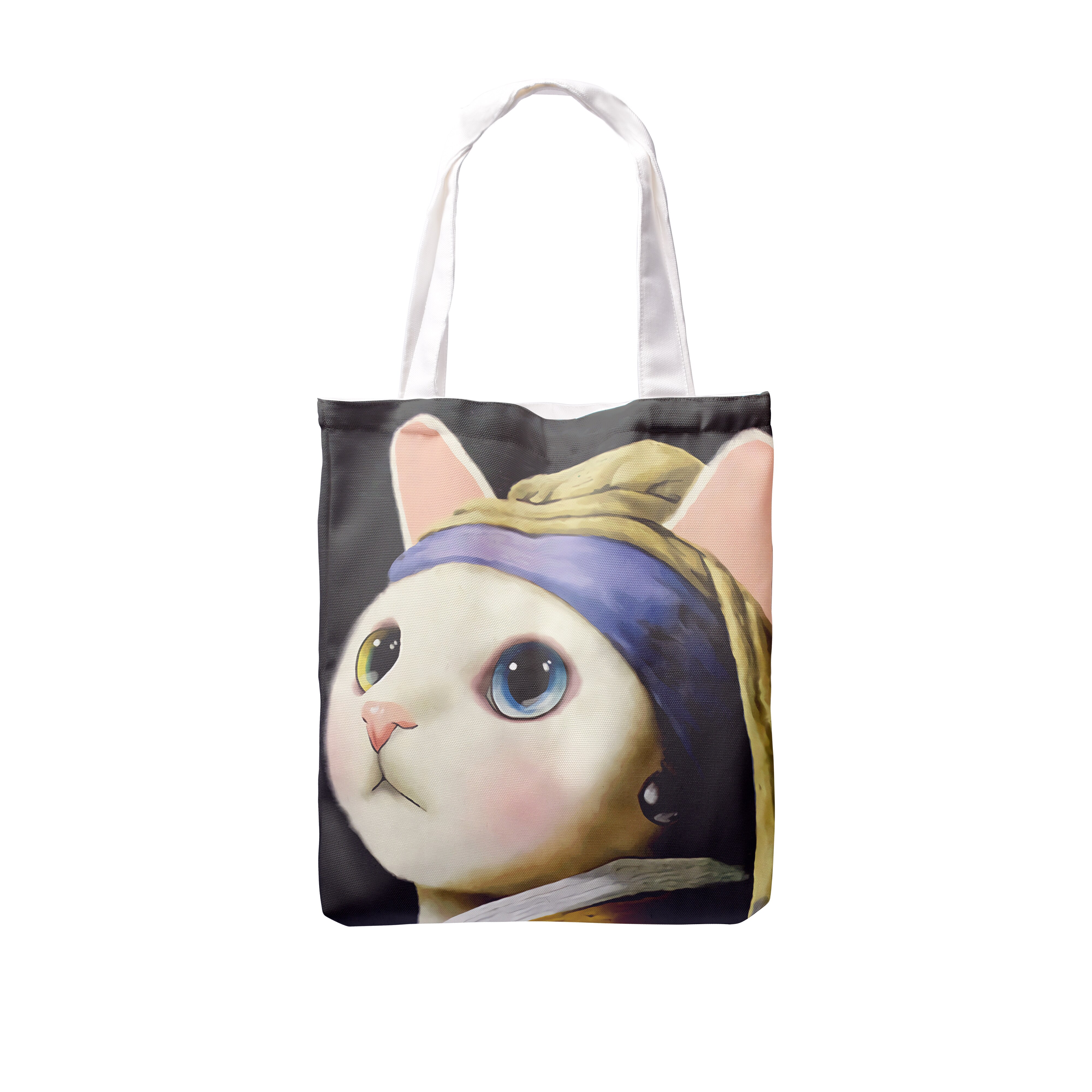 Bolso de lona con estampado 3D de gato y Animal para mujer, bolsa de mano Retro con estampado de pintura al óleo, bolso de hombro de viaje para chica, bolsa de compras ecológica: style5