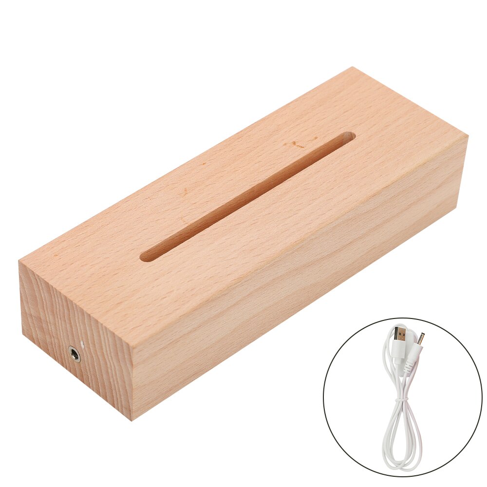 Base de lámpara de madera 3D para mesa, Base de luz LED de noche para soporte de lámpara cálido acrílico, accesorios de iluminación, Base ensamblada a granel, 5 unids/set por juego: Square with USB