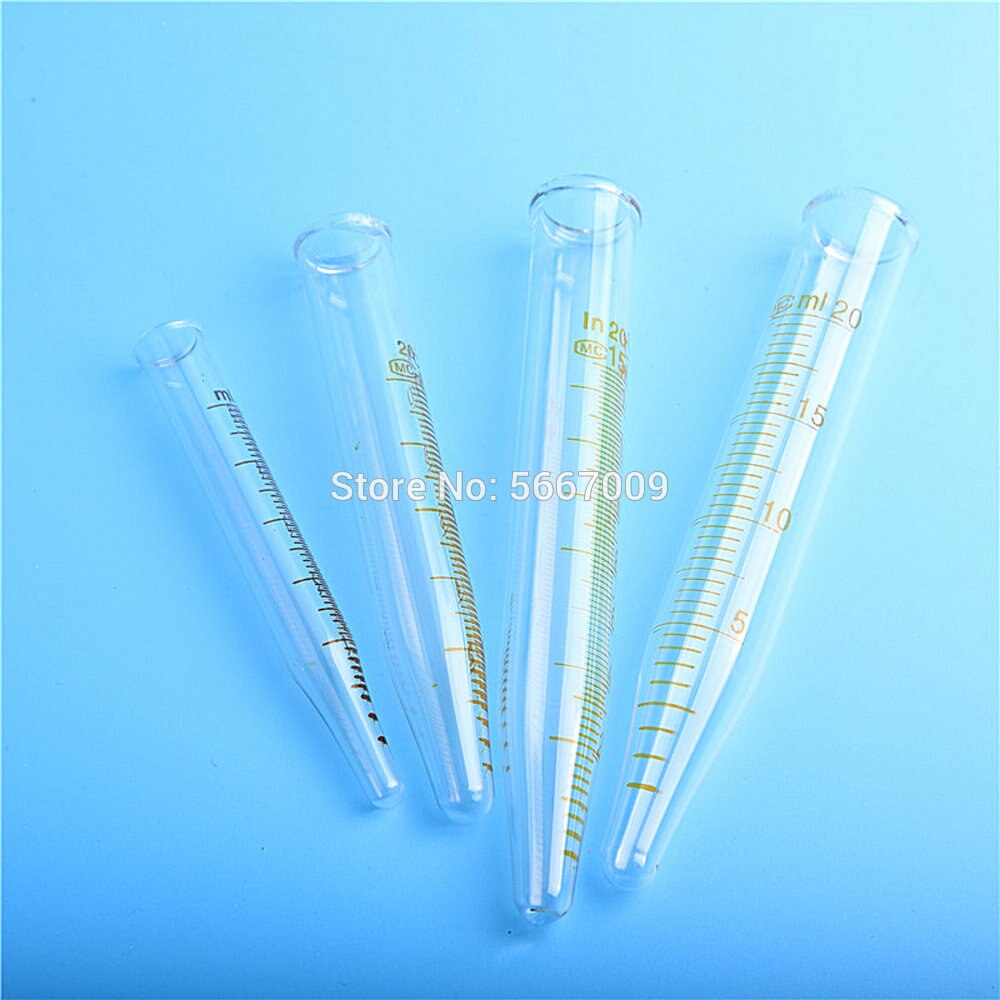 10pcs/lot Lab Graduated V-shape bottom 5ml 10ml 15ml 20ml glass Graduated centrifuge tube