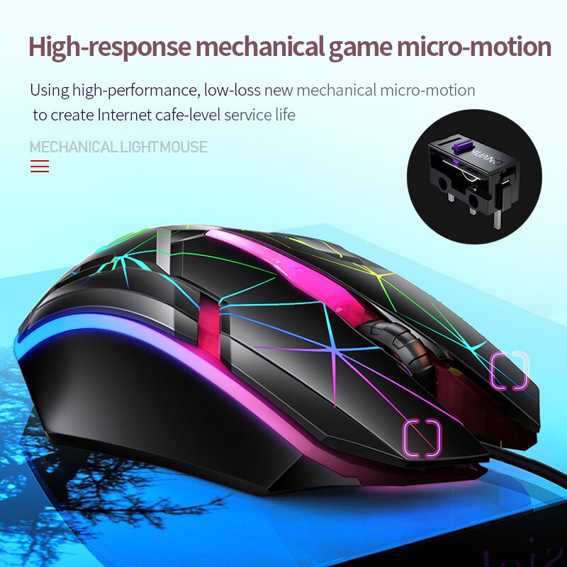 G6 7200Dpi Rgb Bedraad Mechanische Gaming Mouse Voor Computer Pc Gamer Mute Laptop Accessoires Kit Gamer Verstelbare Lengte Muis