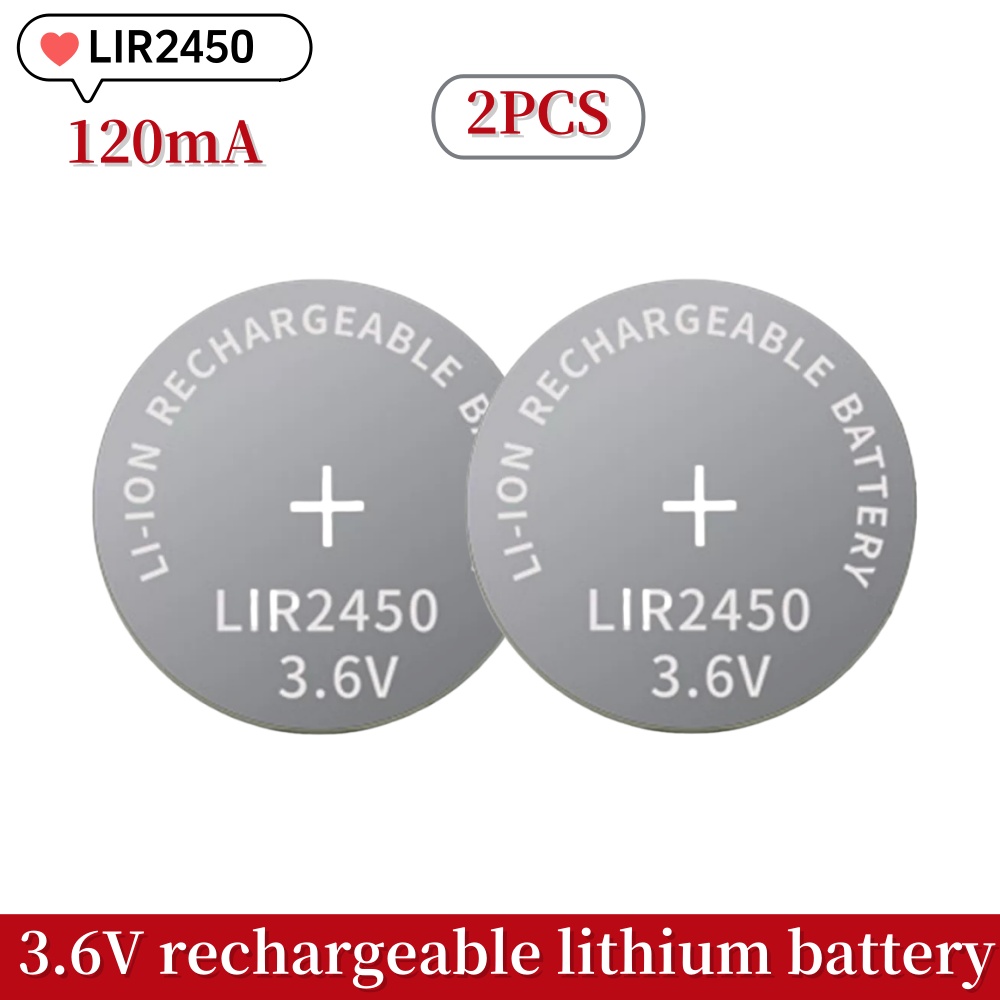 2PCS LIR2032 LIR2016 LIR2025 LIR2430 LIR2450 LIR1632 3.6V Rechargeable Lithium Battery Replaces CR2032 2430 2450: WHITE