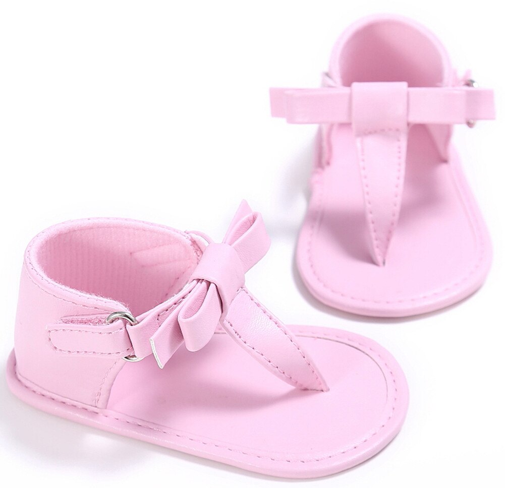 Helen115 Baby Summer Flip-flops Bow-knot Sandals Infant Girls Soft Sole Shoes 0-18M: Pink / 0-6 Months