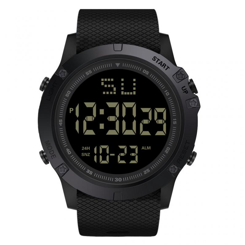 HONHX-reloj electrónico resistente al agua, multifunción, LED, pantalla grande negra, cronómetro Digital, despertador, reloj de pulsera deportivo con fecha: 01