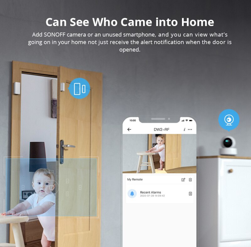 SONOFF DW2 RF 433MHZ Wireless Door / Window Sensor Smart Home Security Remote Control Works With RF Bridge 433