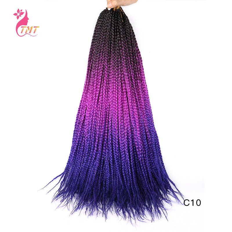 TMT 24Inch Crochet Hair Box Braids Long Purple Ombre Braiding Hair 10Strands Synthetic Rainbow Crochet Braids Hair for Women: C10