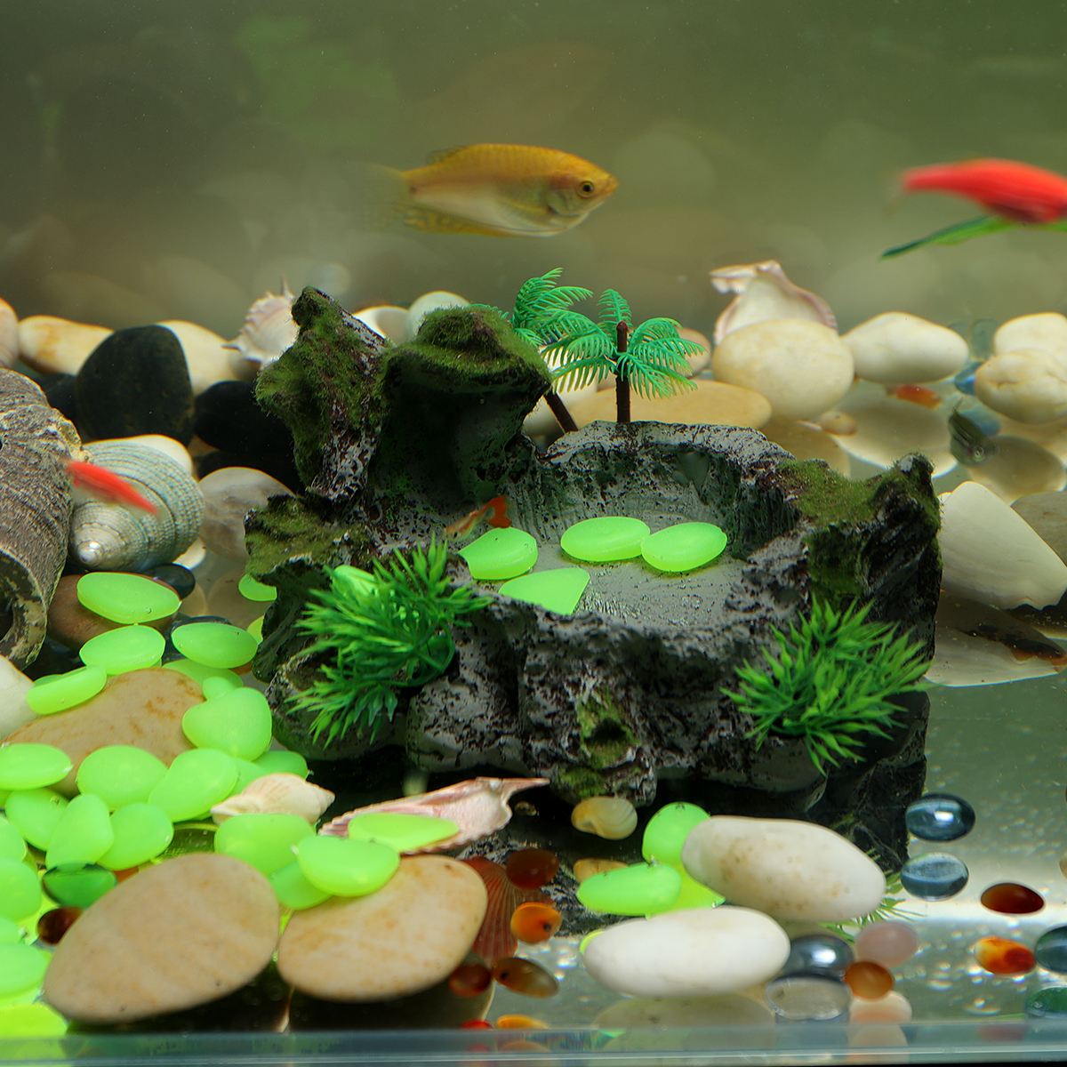 100 stk lysende brostein steinstein gløder i mørket grus til akvarium fisketank hage dekorasjon