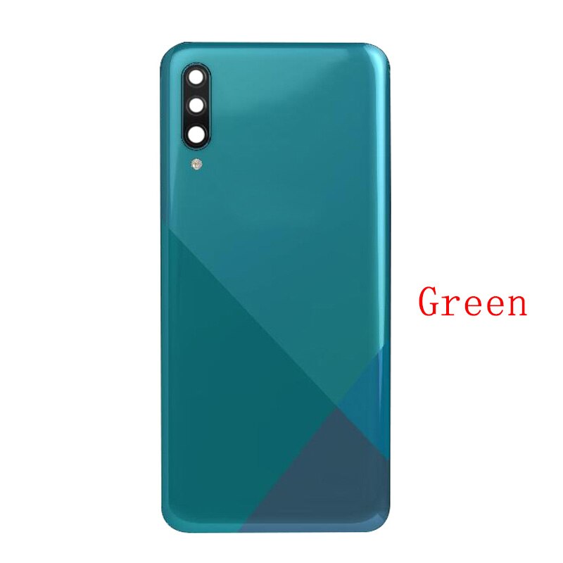 Caso da bateria capa traseira porta habitação caso de volta para samsung a30s a307f bateria capa câmera lente quadro com logotipo: Green Lens