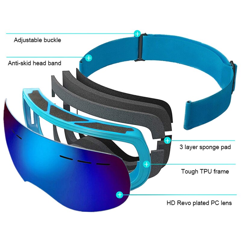 Winter Anti-fog Skating Skiing Goggles Spherical Broad Vision Snowboard Ski Glasses Outdoor Windproof HD Snowmobile Goggles