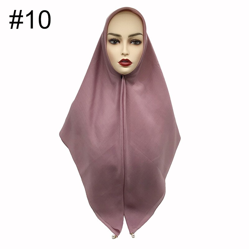 Vierkante hoofddoeken hangen grote parels dames moslim hijab viscose katoen maleisië hoofddoek tulband wrap 110 x 110cm: 10 mauve