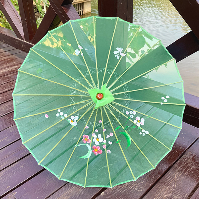 Transparent Silk Umbrella Dance Craft Umbrella Photography Decoration Ceiling Ancient Costume Prop Umbrella Women Hanfu Cosplay: Chocolate