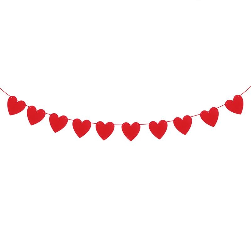 Hanging Decor Red Love Heart Bunting Banners Garland Wedding Birthday Bridal Shower Marriage Romantic Decorations