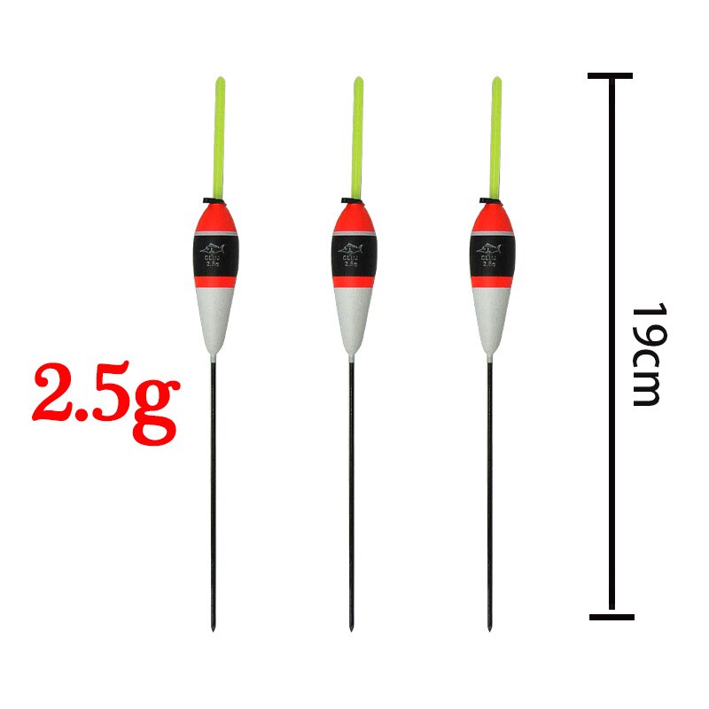ORJD-flotador de Pesca, 10 piezas, 19cm, 2,5g, boya Vertical, señuelo de Pesca con mosca marina, flotador, accesorios de Pesca en Río: 2.5g white