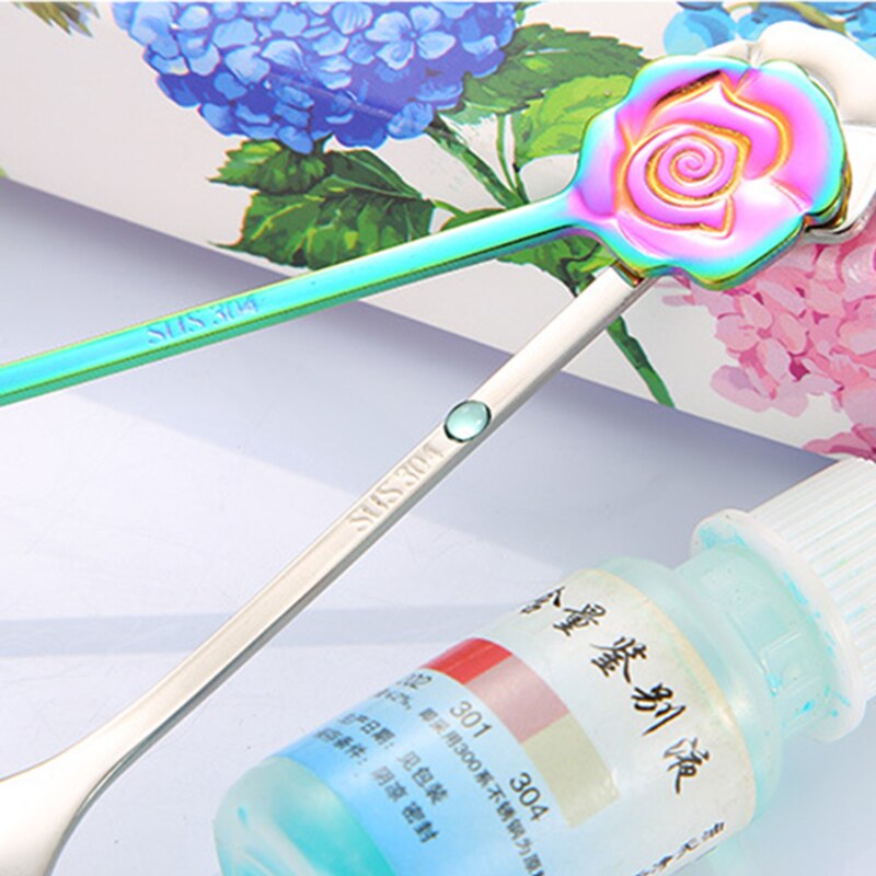 4 Pcs/Lot Mini Spoon Set 12 Cm Tiny Coffee Spoons 304 Stainless Steel Rose Wing-shaped Serving Dessert Spoon Set