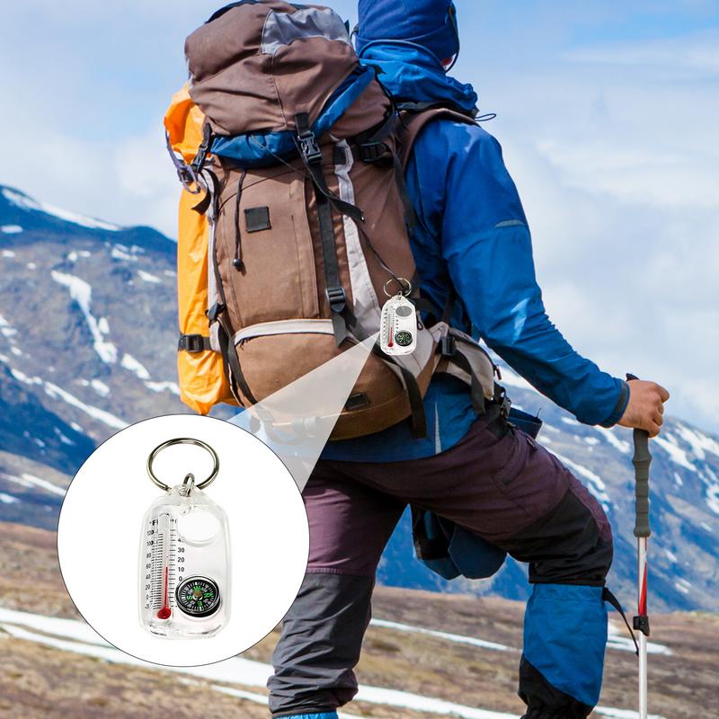 Outdoor Mini Gesp Kompas Survival Thermometers Kompas Sleutelhanger Multitool Zakformaat Kleine uitrusting voor wandelen Bergbeklimmen