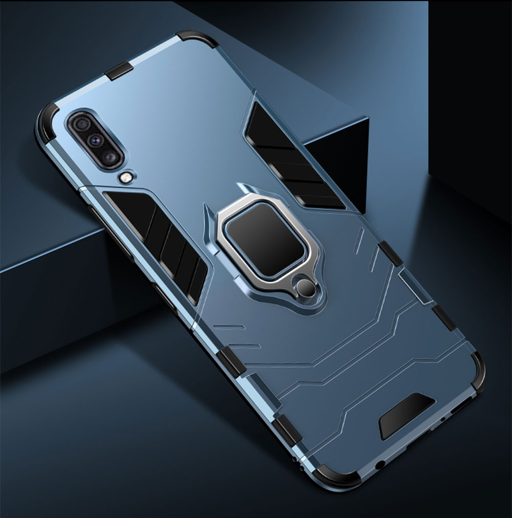 Armor Case voor Samsung Galaxy A30s Case Magnetische Ring Kickstand Heavy Duty Bumper Case voor Samsung A50 EEN 50 EEN 30S A50S A30 Case: for Samsung A50s / Blauw