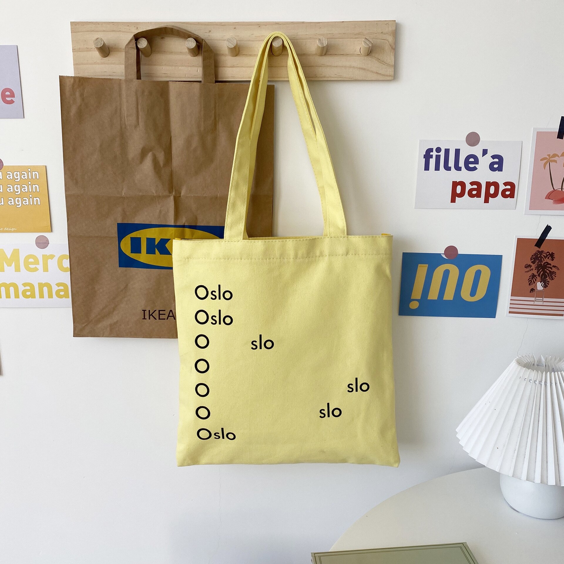 Mode Vrouwen Geel Schouder Canvas Tas Eenvoudige Brief Student Meisjes Draagbare Boek Handtassen Retro Dames Strand Boodschappentas: Default Title