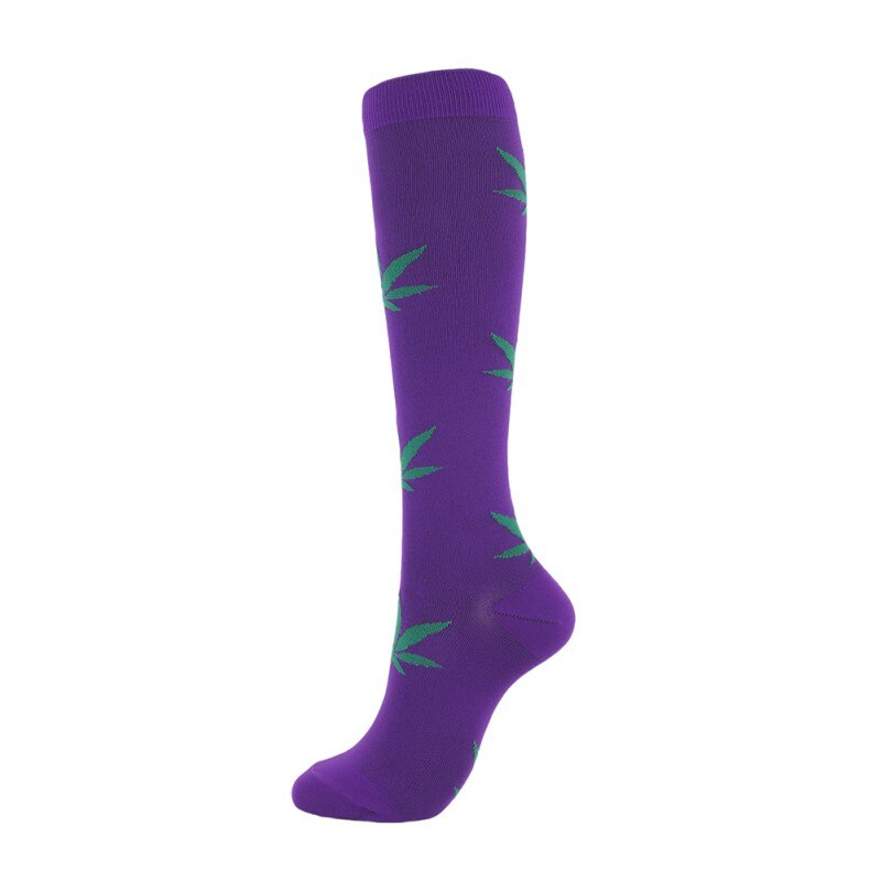 1 Pair Compression Sports Socks Knee High Printed Nylon Hosiery Footwear Accessories ^^: ZG / S M