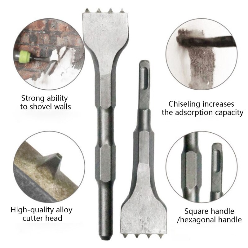 Rotary Hammer Bits Kit Hammer Drill Chisel Concrete Drill Bit Chisel Scaling Cutting Crushing Fracture Maintenance M4YD