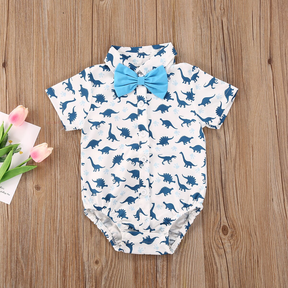 0-18M Nieuw Zomer Gentleman Kinderen Jongens Body 4 Kleuren Boog Korte Mouw Print Enkele Breasted Jumpsuits