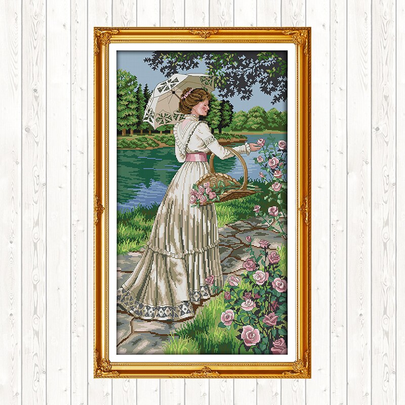 Plukke blomster mønstre stemplet korssting sæt broderi kit 14ct tælle print lærred 11ct diy håndlavet håndarbejde sæt dmc