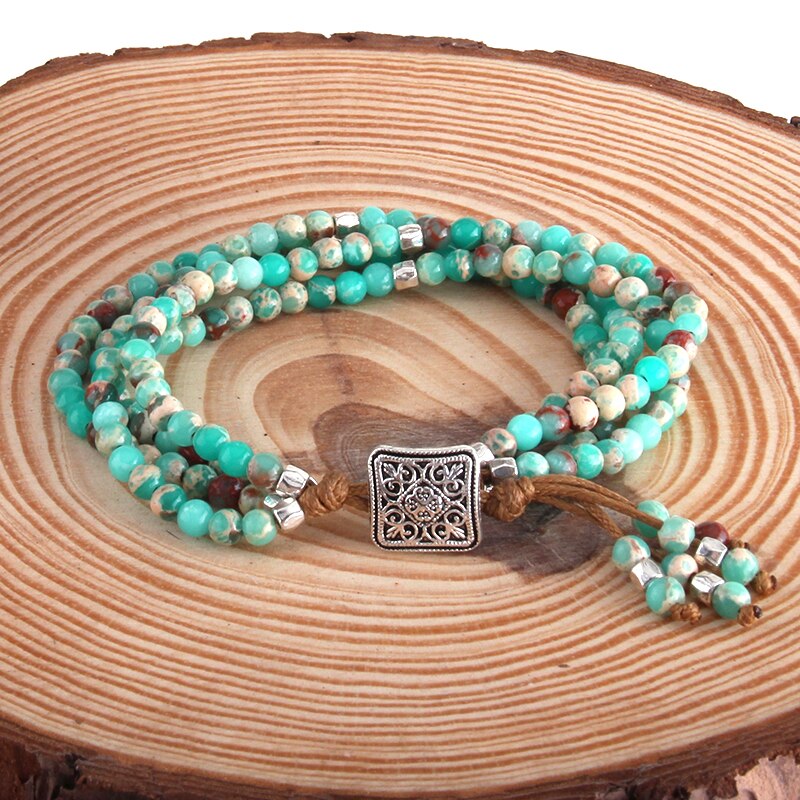 RH Beautiful Jewelry Colorful Natural Stone Wrap Beaded Braceletes