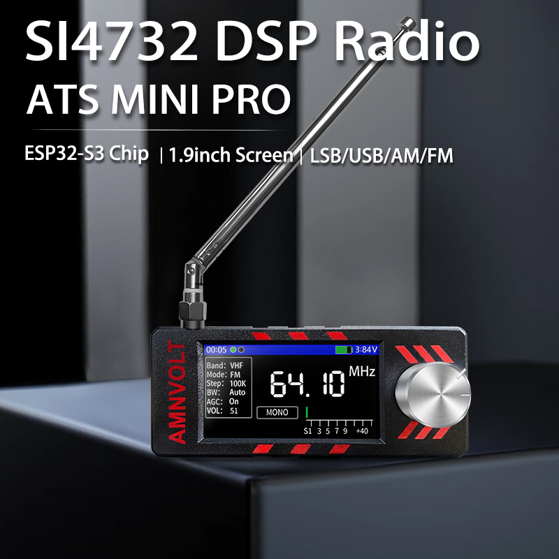 AMNVOLT ATS MINI SI4732 Rádio DSP de banda completa, receptor de bolso FM AM MW SW SSB, com amplificador de fone de ouvido Hi-Z