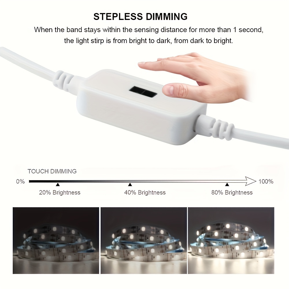 Hand Sweep LED Strip Lights 1M 2M 3M 5M LED Strip with Hand Sweep Motion Sensor Switch for Kitchen Stairs Wardrobe