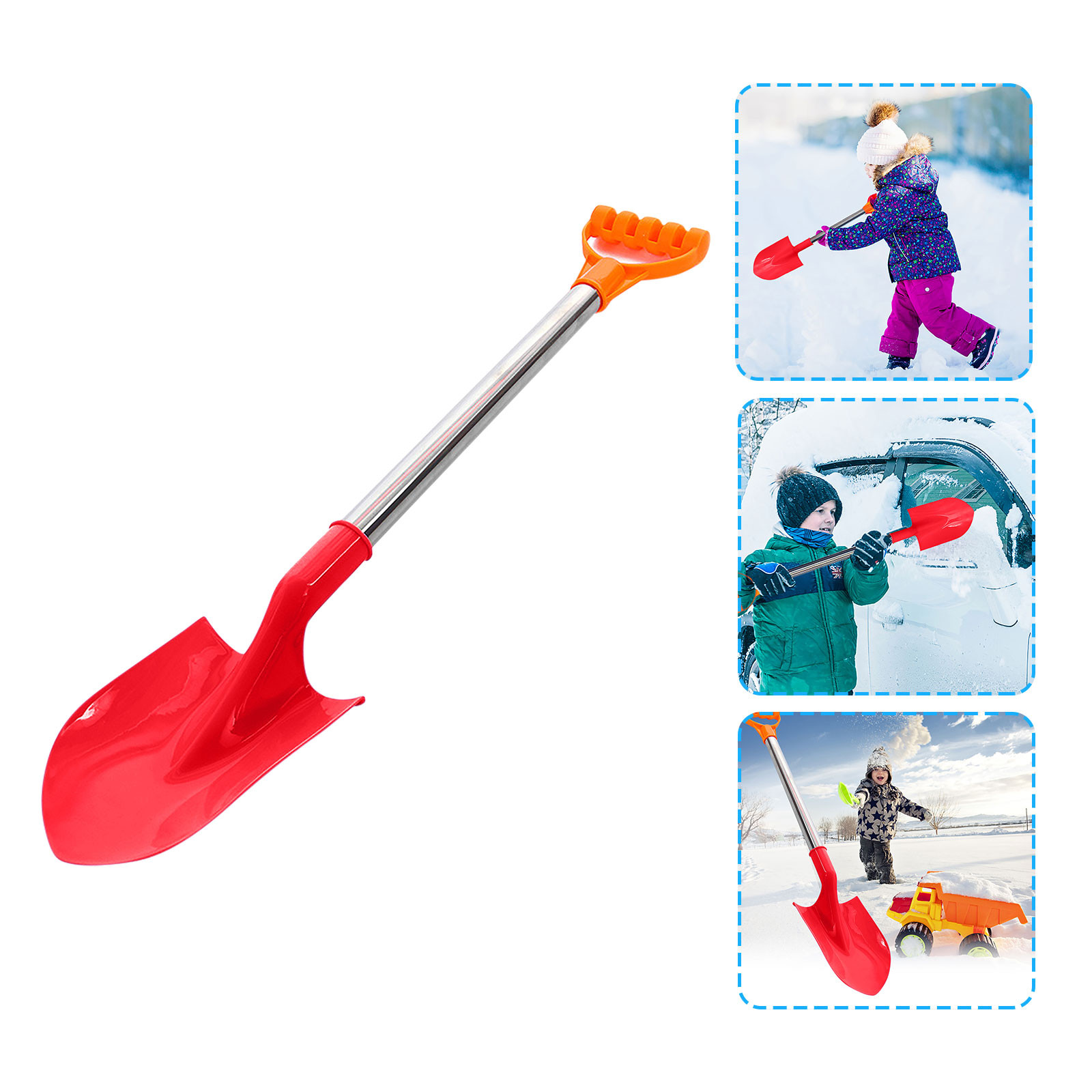 Children&#39;s Snow Shovel Children&#39;s Beach Shovel With Stainless Steel Handle Playing Snow Shovels Boys Girls Play House Toys: RD