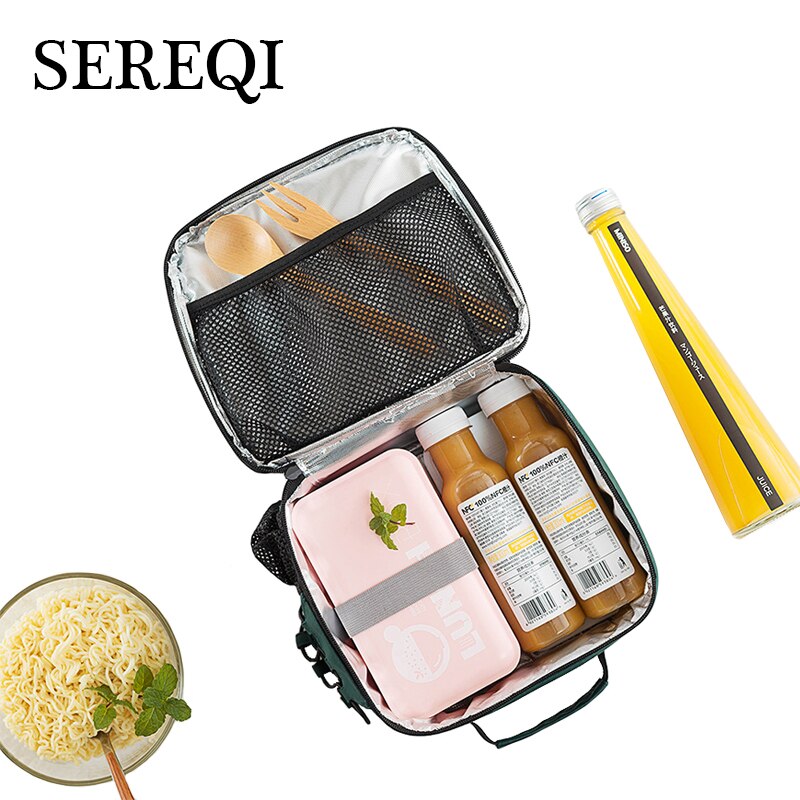 Sereqi novo portátil isolado quente ou saco térmico comida piquenique saco, feminino crianças masculino coleção de alimentos viagem acessórios