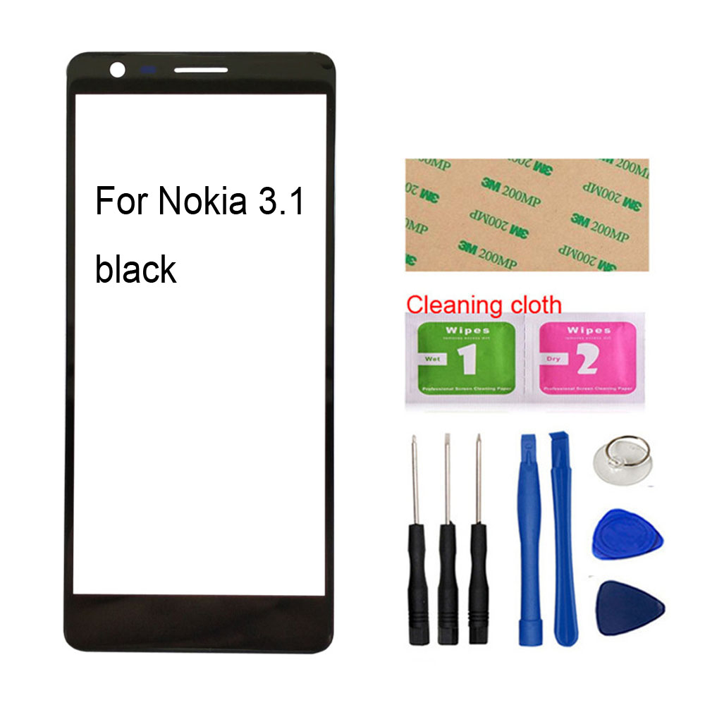 Panneau tactile extérieur en verre pour Nokia 6.1 Plus/5.3/5.1/5.1plus/2.1/3.1 Plus, panneau avant de réparation de téléphone (sans écran tactile): 3.1 Black