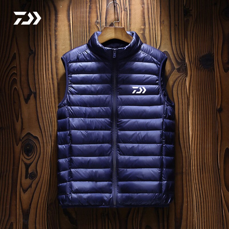 Daiwa-Chaleco de pesca fino sin mangas para hombre, ropa de pesca sólida para deportes al aire libre, transpirable, informal, Fitness,: Azul / 3XL