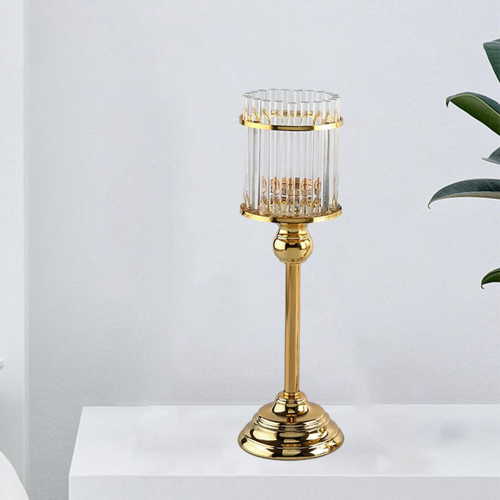 Candelabro de cristal moderno para decoración del hogar, candelabro de luz de té de Metal para centros de mesa de de boda, de casa