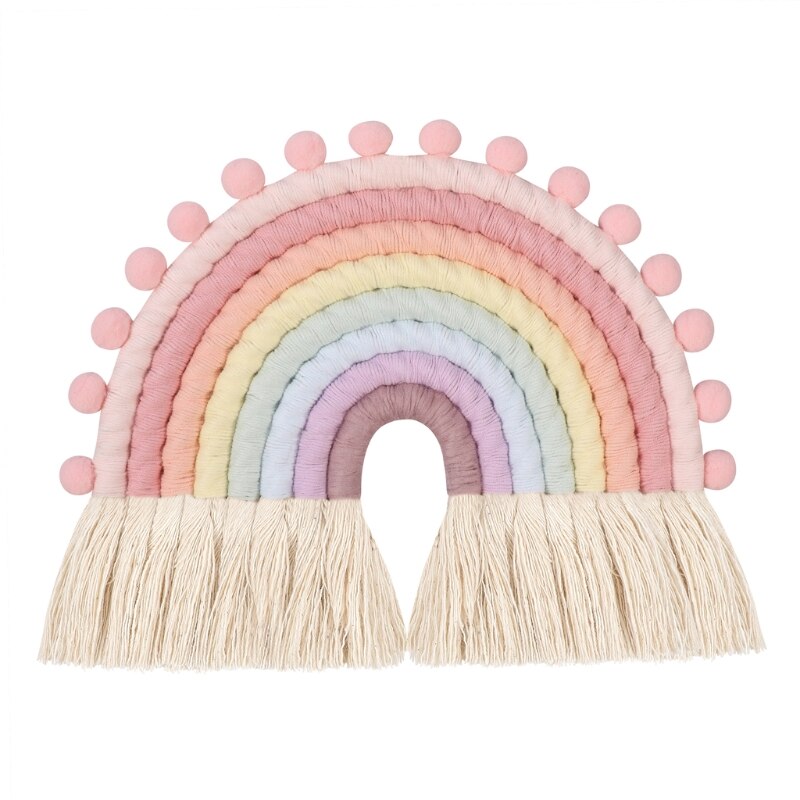 1pc nordisk vevd 8 linjer regnbueteppe veggheng stue soverom farge anheng dekorasjon veggheng hjemmedekorasjon: L  (33 cmx 24cm)