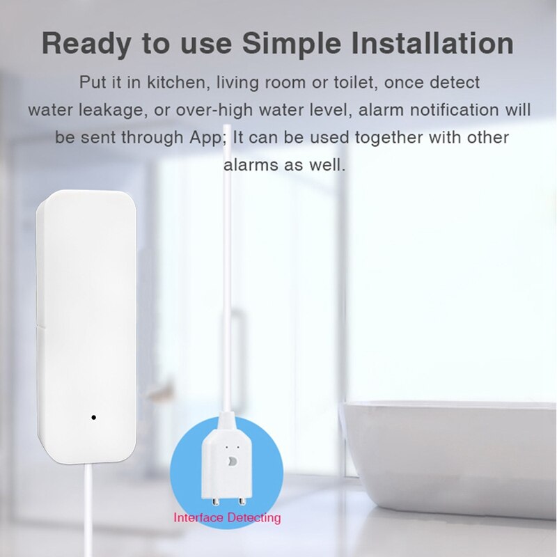 Smartlife APP Wifi Water Sensor Water Leak Detector Alarm Home Control IP67 Works with Tuyasmart / Smart Life APP Easy Installat